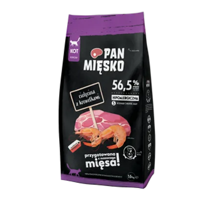 PAN MIĘSKO Cielęcina z krewetkami S 1,6kg dla kota
