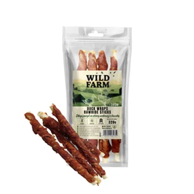 WILD FARM Długi patyk ze skóry wołowej z kaczką 28cm 320g przysmak dla psa