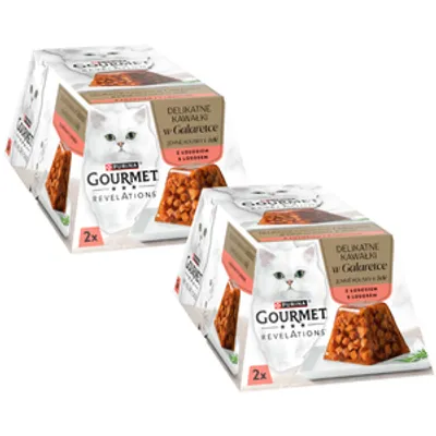 GOURMET Revelations Delikatne Kawałki w Galaretce z Łososiem 4x57g (2x2x57g)