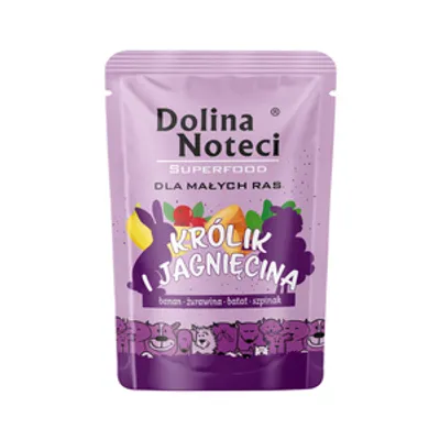 Dolina Noteci Superfood Karma mokra dla psów małych ras królik i jagnięcina 100 g