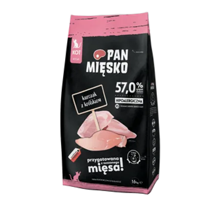 PAN MIĘSKO Kurczak z królikiem XS 1,6kg dla kociąt
