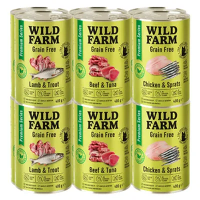 WILD FARM Premium Grain Free Mix smaków 12x400g - bezzbożowa karma dla kota