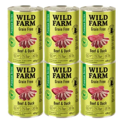 WILD FARM Premium Grain Free Beef and Duck 6x400g  - bezzbożowa karma dla kota