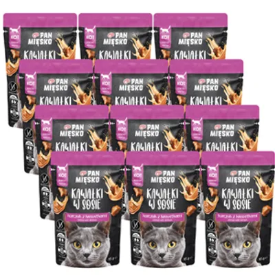 PAN MIĘSKO Kawałki w sosie Kurczak z krewetkami 12x85g dla kota
