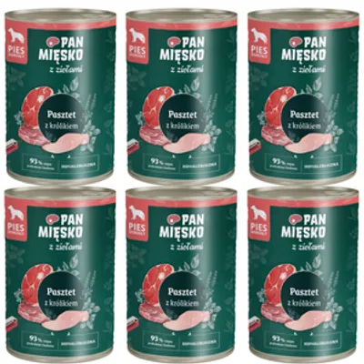 PAN MIĘSKO z Ziołami Pasztet z królikiem karma mokra dla psa 6x400g