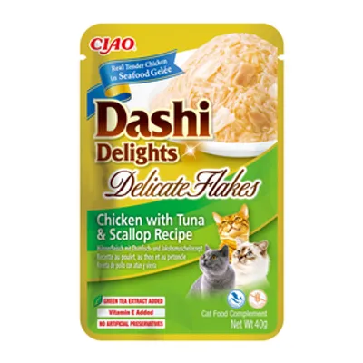 INABA Dashi Delights Delicate Flakes Chicken with Tuna & Scallop Recipe 40g