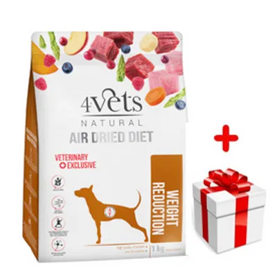 DOLINA NOTECI 4Vets Natural Weight Reduction karma suszona dla psów z nadwagą i otyłością 1 kg + niespodzianka dla psa GRATIS!
