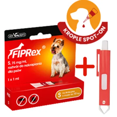 TRIXIE Szczypce do usuwania kleszczy 9cm+ Fiprex S, 75 mg/ml, roztwór do nakrapiania dla psów