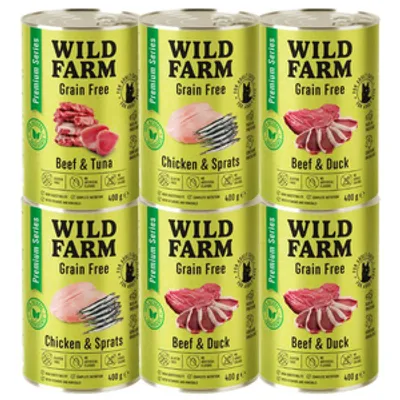 WILD FARM Premium Grain Free Mix Smaków 6x400g  - bezzbożowa karma dla kota