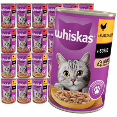 WHISKAS Adult puszka 24x400g -mokra karma dla dorosłego kota,  kurczak/wołowina w sosie
