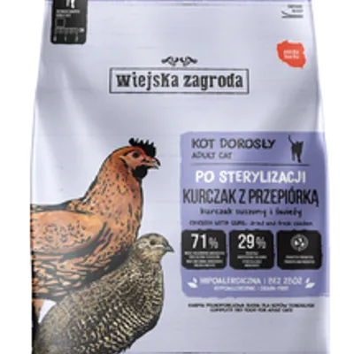 Wiejska Zagroda Karma sucha dla kota po sterylizacji Kurczak z przepiórką (dorosły) 3kg