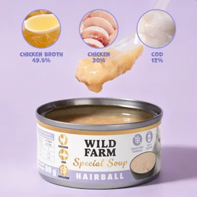 WILD FARM Special Soup 80g Hairball – aromatyczna zupka - wsparcie prawidłowego nawodnienia