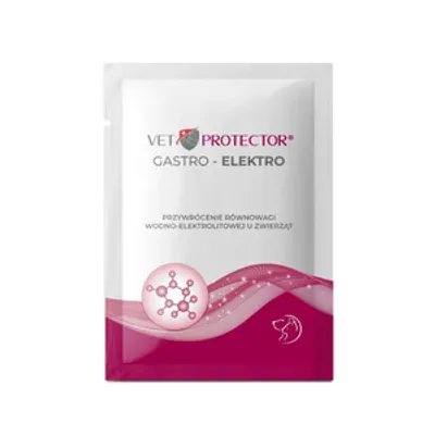 VET PROTECTOR® GASTRO – ELEKTRO – preparat stabilizujący równowagę wodno-elektrolitową w postaci proszku dla psa i kota 3 g