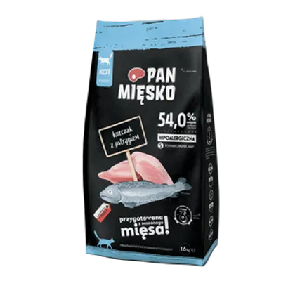 PAN MIĘSKO Kurczak z pstrągiem S 1,6kg dla kota
