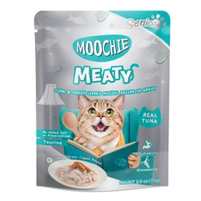 MOOCHIE Tuna & Green Lipped Mussel In Gravy 70g Senior