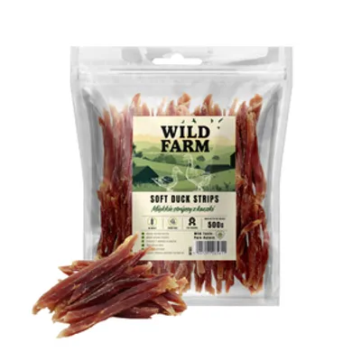 WILD FARM Miękkie stripsy z kaczki 500g przysmak dla psa