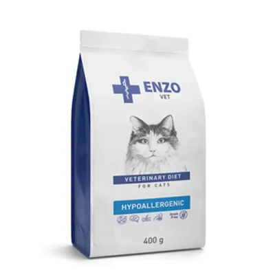 ENZO VET HYPOALLERGENIC Dietetyczna, pełnoporcjowa sucha karma dla kotów z alergiami 400g