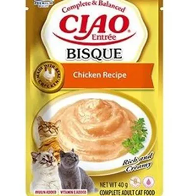 INABA  Cat Ciao Bisque - karma uzupełniająca dla kota o smaku kurczaka40g