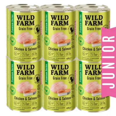 WILD FARM Premium Grain Free Chicken and Salmon Junior 12x400g  - bezzbożowa karma dla kociąt