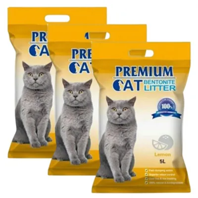 Premium Cat Żwirek Bentonitowy Zbrylający - Cytrynowy dla kota 3x5L