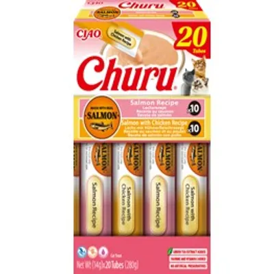INABA Churu - mix przysmaków dla kota o smaku łososia i łososia z kurczakiem 20x14g