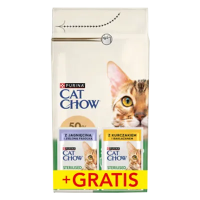 PURINA Cat Chow Sterilised Karma bogata w indyka 1,5kg + 2 saszetki GRATIS