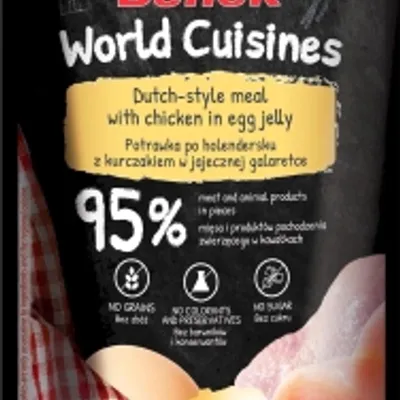 Super Benek World Cuisines Karma pełnoporcjowa dla dorosłych kotów. Potrawka po holendersku z kurczakiem w jajecznej galaretce 100g