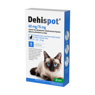 Dehispot 60mg/15mg - krople dla kota na pasożyty wewnętrzne, dla kotów o wadze 2,5-5kg