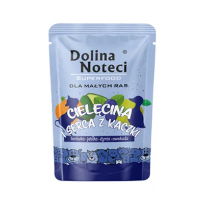 Dolina Noteci Superfood Karma mokra dla psów małych ras cielęcina i serca z kaczki 100 g