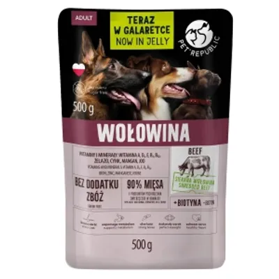 PetRepublic karma dla psa z siekaną wołowiną w galaretce 500g