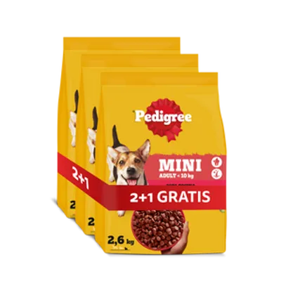 Pedigree Adult Mini dla psów małych ras z wołowiną i warzywami 3x2,6 kg