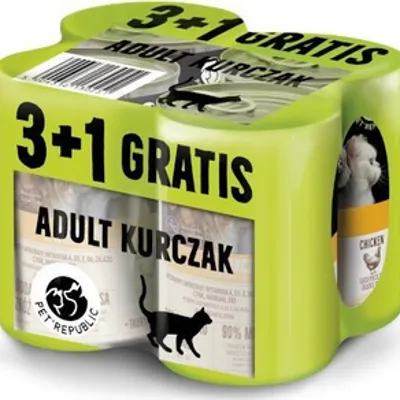 Pet Republic Zestaw Kurczak 3+1 GRATIS - Karma mokra dla kota - 400g