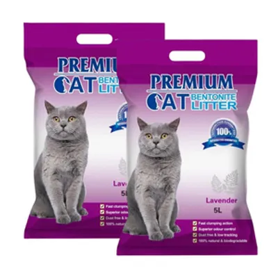 Premium Cat Żwirek Bentonitowy Zbrylający - Lawendowy dla kota 2x5L