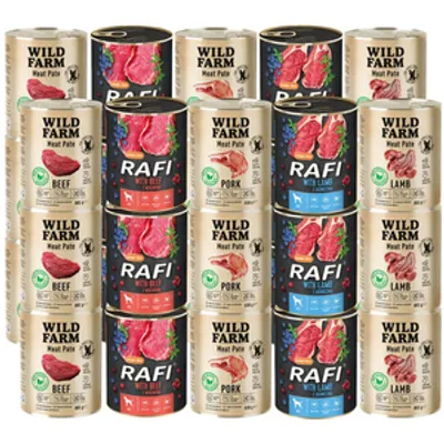 DOLINA NOTECI Rafi + WILD FARM Meat Pate Mix smaków 30x800g
