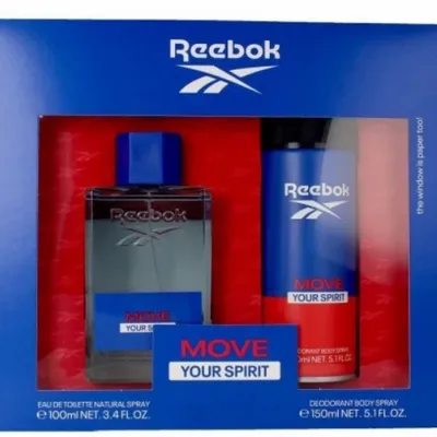 Reebok move your spirit męski zestaw upominkowy dezodorant 150 ml + woda toaletowa 100 ml