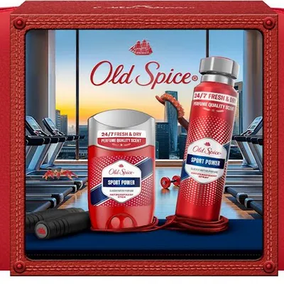 Zestaw prezentowy Old Spice sport power xmass dezodorant w sztycie 50 ml + dezodorant w sprayu 150 ml + kosmetyczka