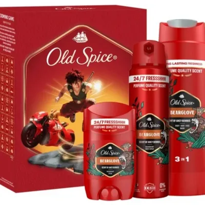 Zestaw prezentowy Old Spice bearglove dezodorant w sztycie 50 ml + dezodorant w sprayu 150 ml + żel pod prysznic 250 ml