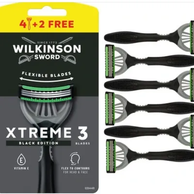 Wilkinson maszynka do golenia xtreme 3 comfort black edition 4 + 2 szt