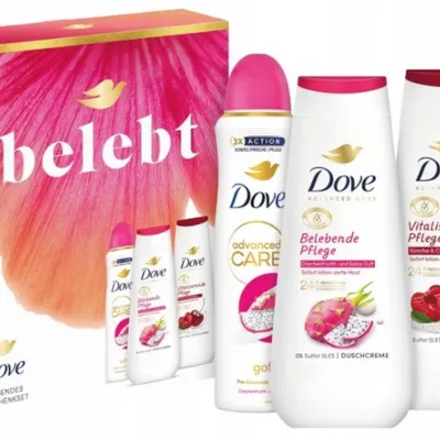 Dove zestaw kosmetyków żel pod prysznic 225 ml + dezodorant spray 150 ml