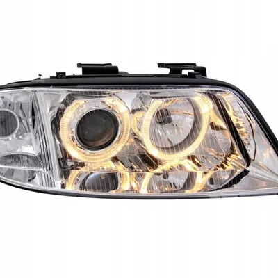Lampy przednie reflektory Audi A6 C5 CHROM Soczewki + Ringi