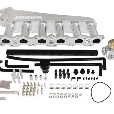 Kolektor ssący Nissan RB20 z przepustnicą i listwą paliwową