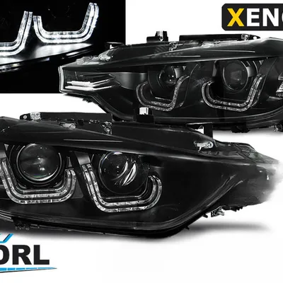 Reflektory ksenonowe lampy BMW F30 F31 U-LED czarne xenon