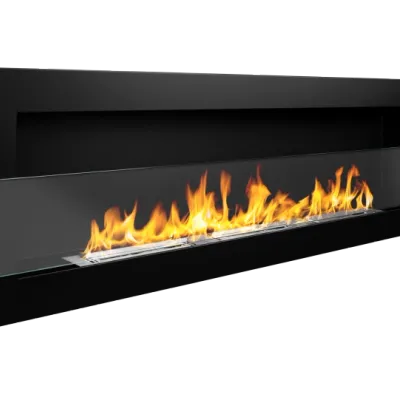 BIOKOMINEK 1200X400 czarny Strukturalny z  szybą