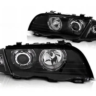 Reflektory lampy przednie BMW E46 Angel Eyes LED BLACK