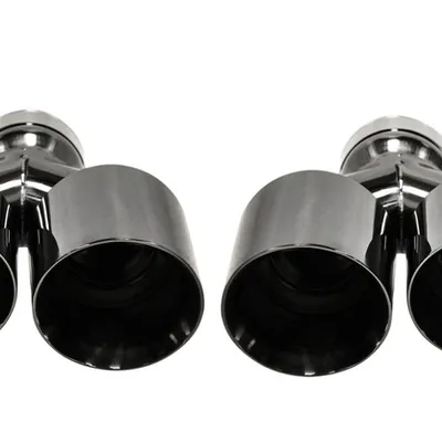 Końcówka Tłumika 101mmx2 wejście 76mm Black Chrome Zestaw
