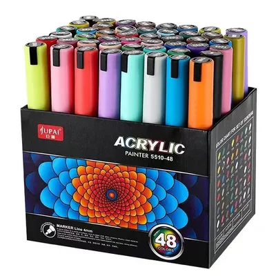 Pisaki flamastry markery akrylowe zestaw 48 kolorów grubość 4mm wodoodporne do dekoracji