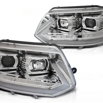 Lampy przednie nowe VW T5 10-15 LED TUBE CHROME T6 LOOK DRL LIFT