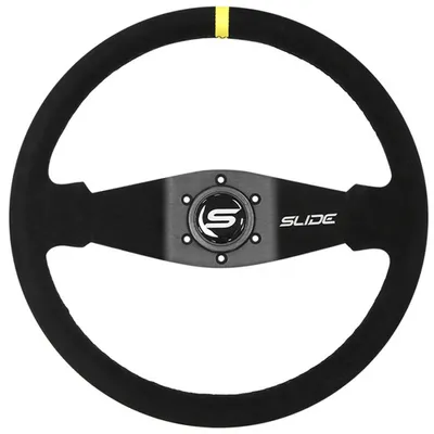 Kierownica SLIDE 350mm offset:90mm Zamsz Yellow Strip