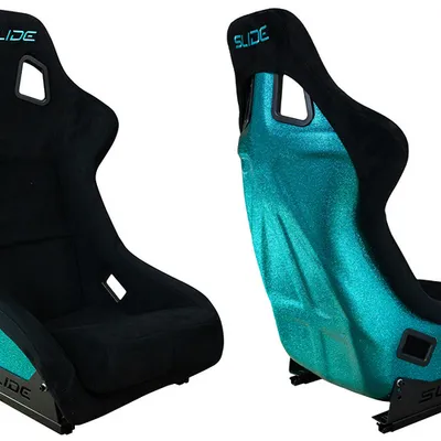 Fotel sportowy SLIDE KS2 Premium Black Welur Turquoise Glitter