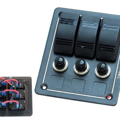 Panel przełączników ALU, ON-OFFx3, BA 1x5A 1x10A 1x15A IP68